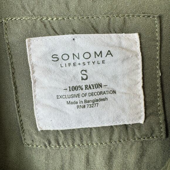 Sonoma Top Women’s Small Cargo Utility Army Green Pockets Minimalist Boho Tunic - Picture 2 of 10